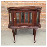 Queen Anne Mahogany Kidney Shaped Curio Cabinet