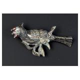 Sterling Silver Garnet Bird Brooch