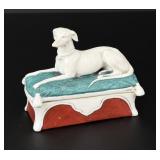 Staffordshire Bisque Greyhound Trinket Box