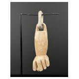 Folk Art Carved Wood Fist Whimsy Chain