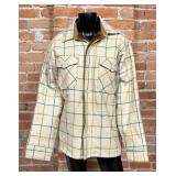 Woolrich Lined Cream Plaid Wool Jacket Coat