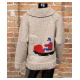Vintage Cowichan Indian Zip Up Sweater Whale