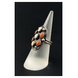 Mark Wilson Navajo Sterling Silver Coral Ring