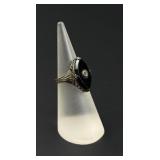 Art Deco Sterling Silver Onyx Ring