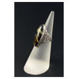 Sterling Silver Tigers Eye Oval Ring