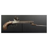 British Flintlock Folding Spring Bayonet Pistol