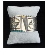 Leonard Jim Navajo Sterling Turquoise Bracelet