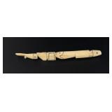 Alaskan Inuit Eskimo Carved Ivory Scrimshaw Handle