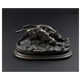 Antoine Louis Barye Pair of Bloodhounds Bronze