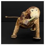 Japanese Tin Litho Mohair Wind Up Monkey Toy