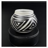 Acoma Pueblo Black and White Geometric Pot