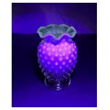 Fenton Uranium Glass Hobnail Vase