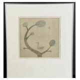 Keiko Minami Bird and Tree Aquatint Etching