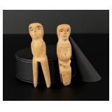 Rose Eutuk Alaskan Inuit Wood Carved Figures