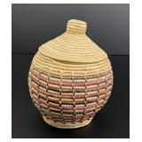 Alaskan Inuit Eskimo Yupik Lidded Basket