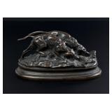 Antoine Louis Barye Pair of Bloodhounds Bronze