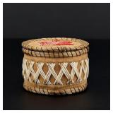 Antique Ojibwe Indian Birch Bark Quilled Box