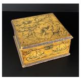 Flemish Pyrography Wood Trinket Box