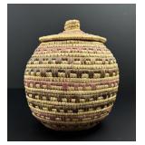 Alaskan Inuit Eskimo Yupik Lidded Basket