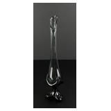 Viking Glass Epic Steel Smoke Charcoal Swung Vase