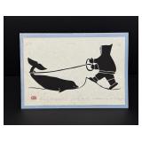Henry Napartuk Eskimo and Beluga Linocut