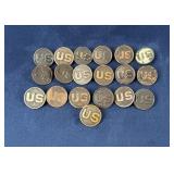 WWI WW1 US Army Collar Discs