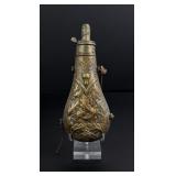 G&JW Hawksley Stag and Oak Brass Powder Flask