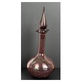 Blenko Art Glass Rose Crackle Decanter