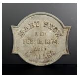 1874 Bronze Cemetery Gravestone Marker