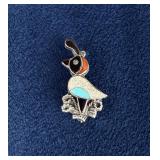 Zuni Sterling Silver Inlaid Quail Brooch