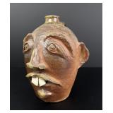 Signed Folk Art Pottery Face Jug