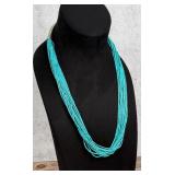 Santo Domingo Pueblo Rolled Turquoise Necklace
