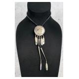 Navajo Sterling Silver Eagle Shield Bolo Tie