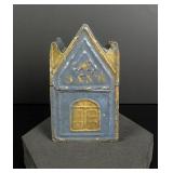 Tin Stencil Painted House Form Still Bank