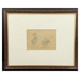 Edward Borein Roping the Steer Drawing