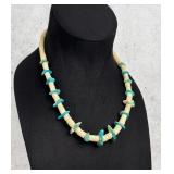 Santo Domingo Pueblo Turquoise Tab Necklace