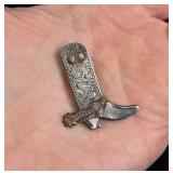 Sterling Silver Cowboy Boot Brooch