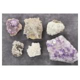 Collection of Calcite & Amethyst Mineral Specimens
