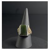 10k Gold Sterling Silver Jade Ring