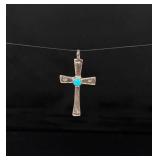 Navajo Sterling Silver Turquoise Cross Pendant