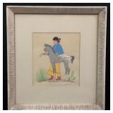 Harrison Begay Girl with Horse Serigraph