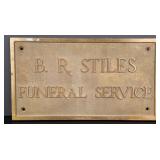 BR Stiles Funeral Home Bronze Sign