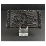 Tooled Leather Cowboy Checkbook Cover Wallet