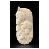 Carved Bone Wolf Bear Eagle Medallion