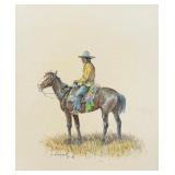 Olaf Wieghorst Cowboy on Horseback Painting