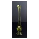 Fenton Valencia Green Carnival Glass Swung Vase