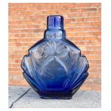 Antique Blown in Mold Cobalt Glass Flask