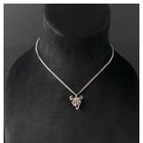 Sterling Silver Buffalo Skull Necklace