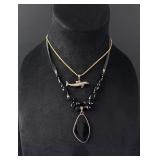 Sterling Silver Dolphin and Onyx Necklaces