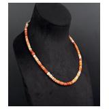 Navajo Coral Spiny Oyster Sterling Heishi Necklace